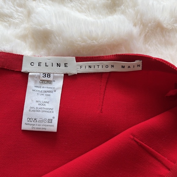 CELINE Laine Wool Skirt in Red - Picture 3 of 5